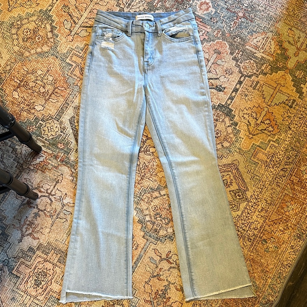 Flying Monkey Light Blue Cropped Flare Jeans
